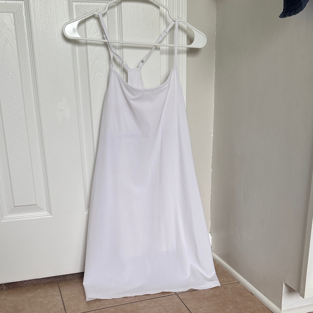 White spaghetti strap athletic dress